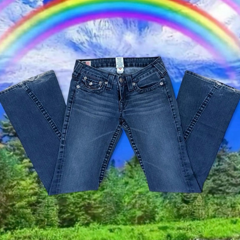 true religion women’s black stich flare jeans!